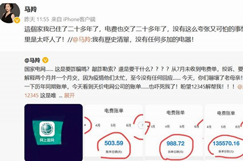 女星马羚晒天价电费单.png 女星马羚晒天价电费单.png