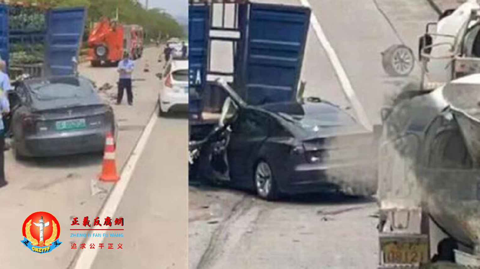 特斯拉像一颗炮弹一样撞向货车尾部,驾驶座彻底撞毁,司机当场死亡。.png 特斯拉像一颗炮弹一样撞向货车尾部,驾驶座彻底撞毁,司机当场死亡。.png