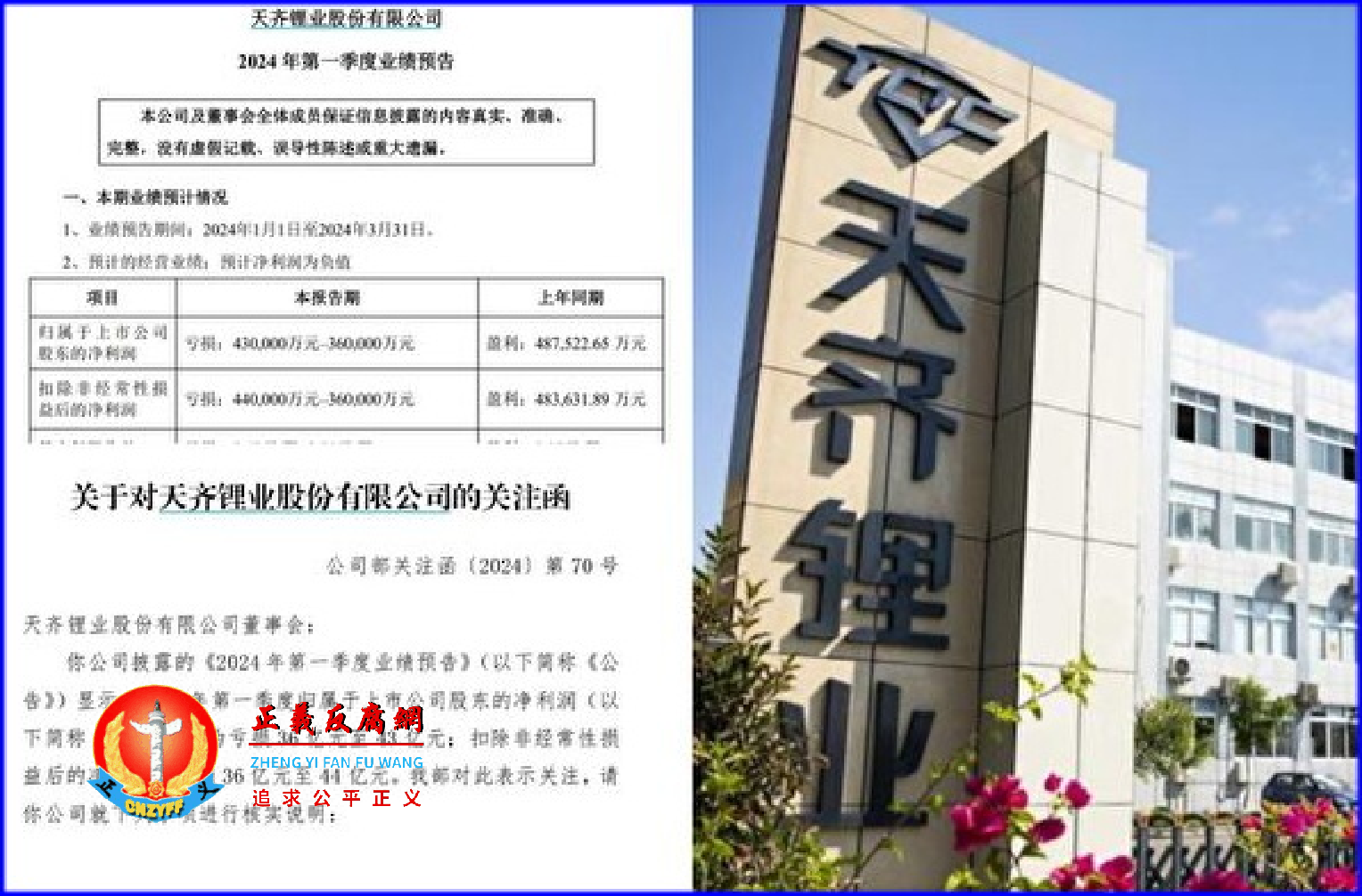 2024年4月23日晚间,天齐锂业披露业绩预告,预计第一季度将出现净亏损36亿至43亿元。.png 2024年4月23日晚间,天齐锂业披露业绩预告,预计第一季度将出现净亏损36亿至43亿元。.png